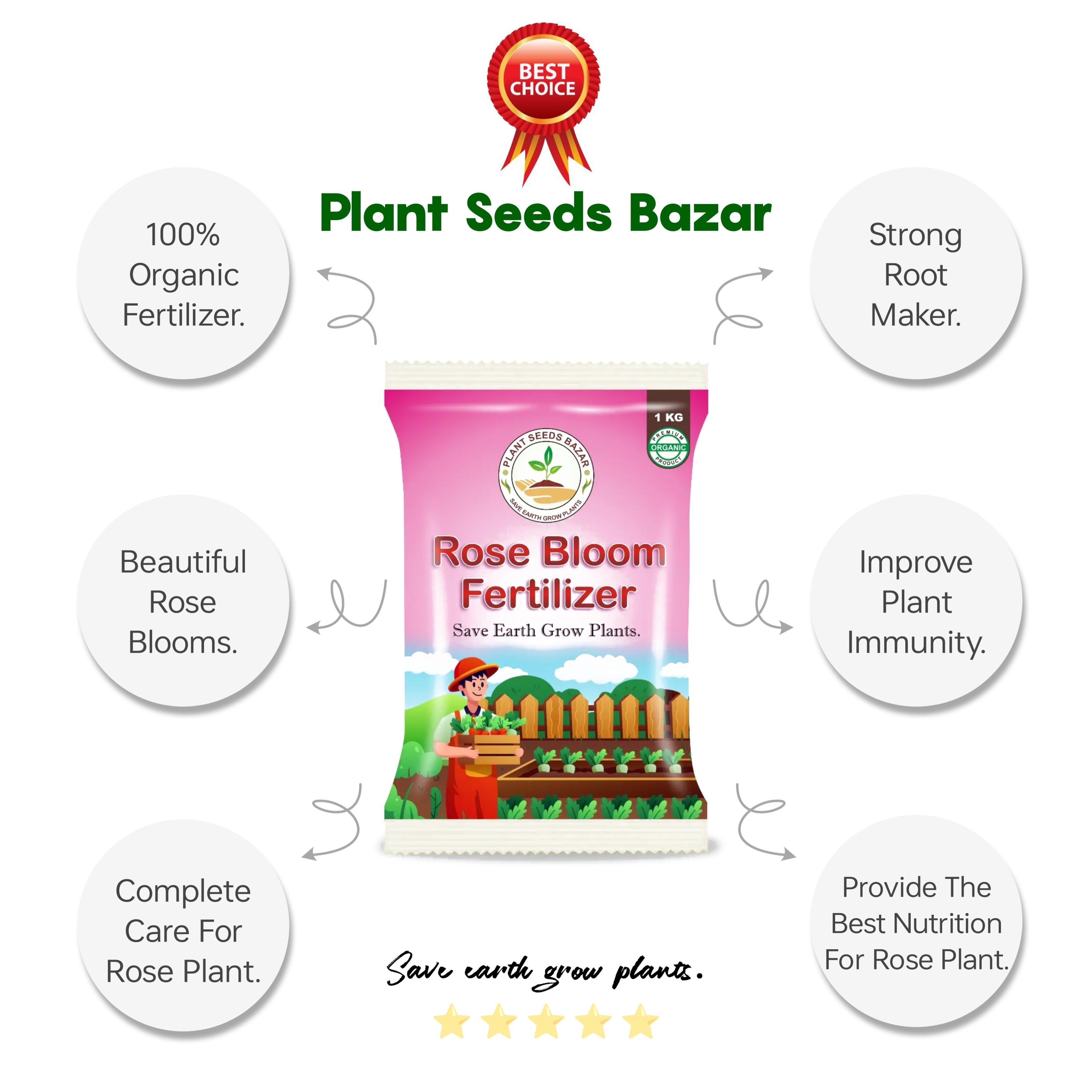 Rose Bloom Fertilizer - 1Kg Organic Rose Fertilizer For Rose Plant