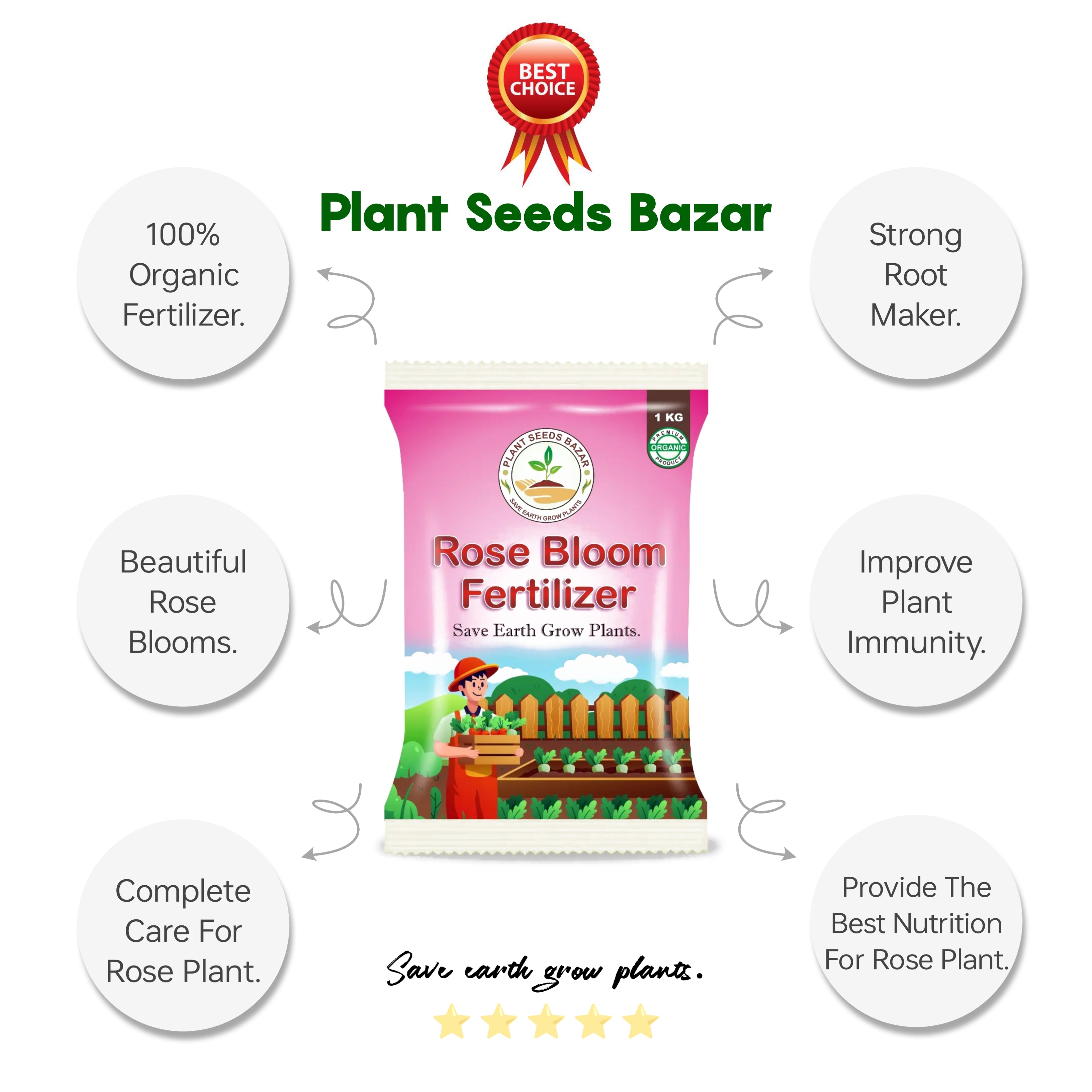 Rose Bloom Fertilizer - 1Kg Organic Rose Fertilizer For Rose Plant