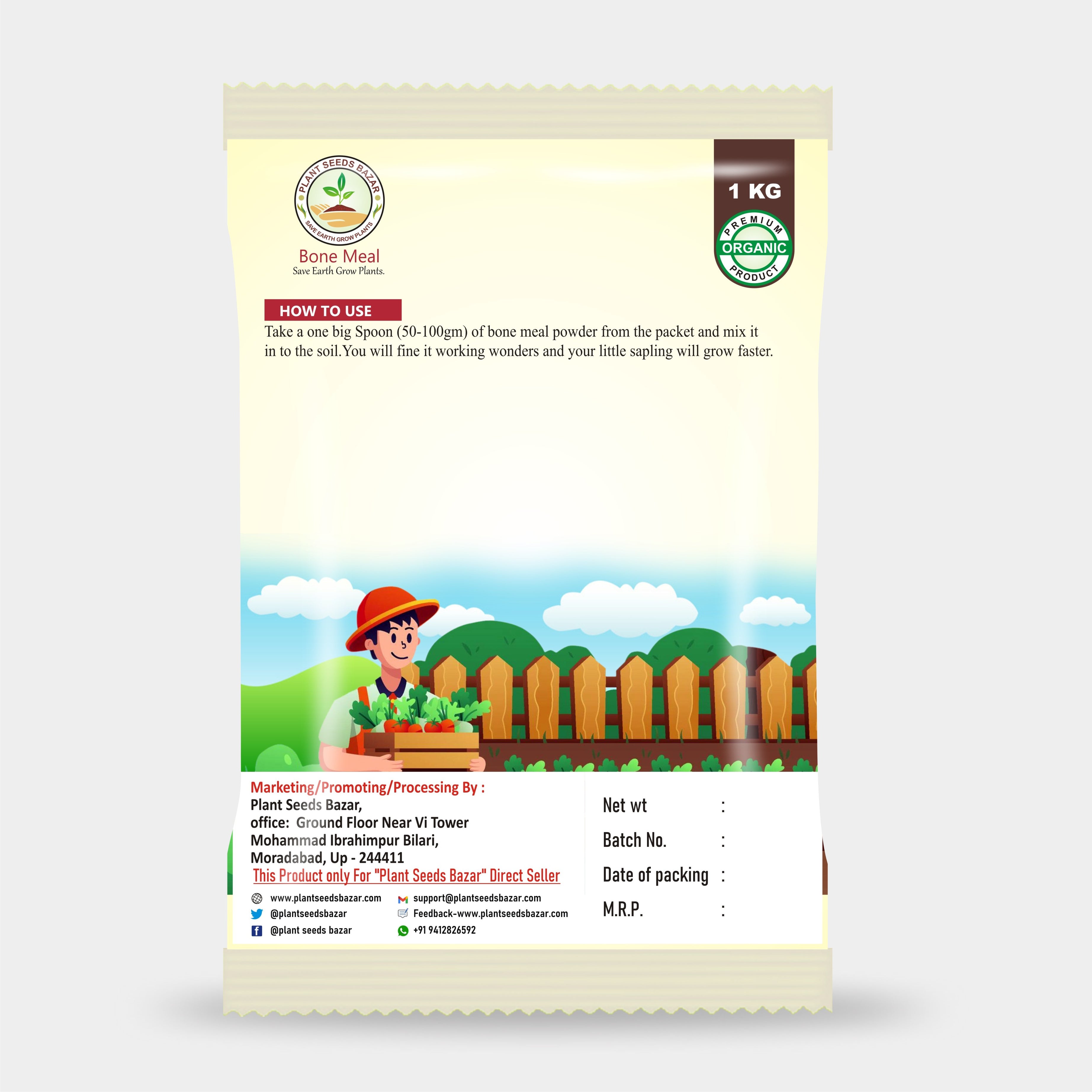 Organic Bone Meal Powder Fertilizer for Plants - 1 Kg