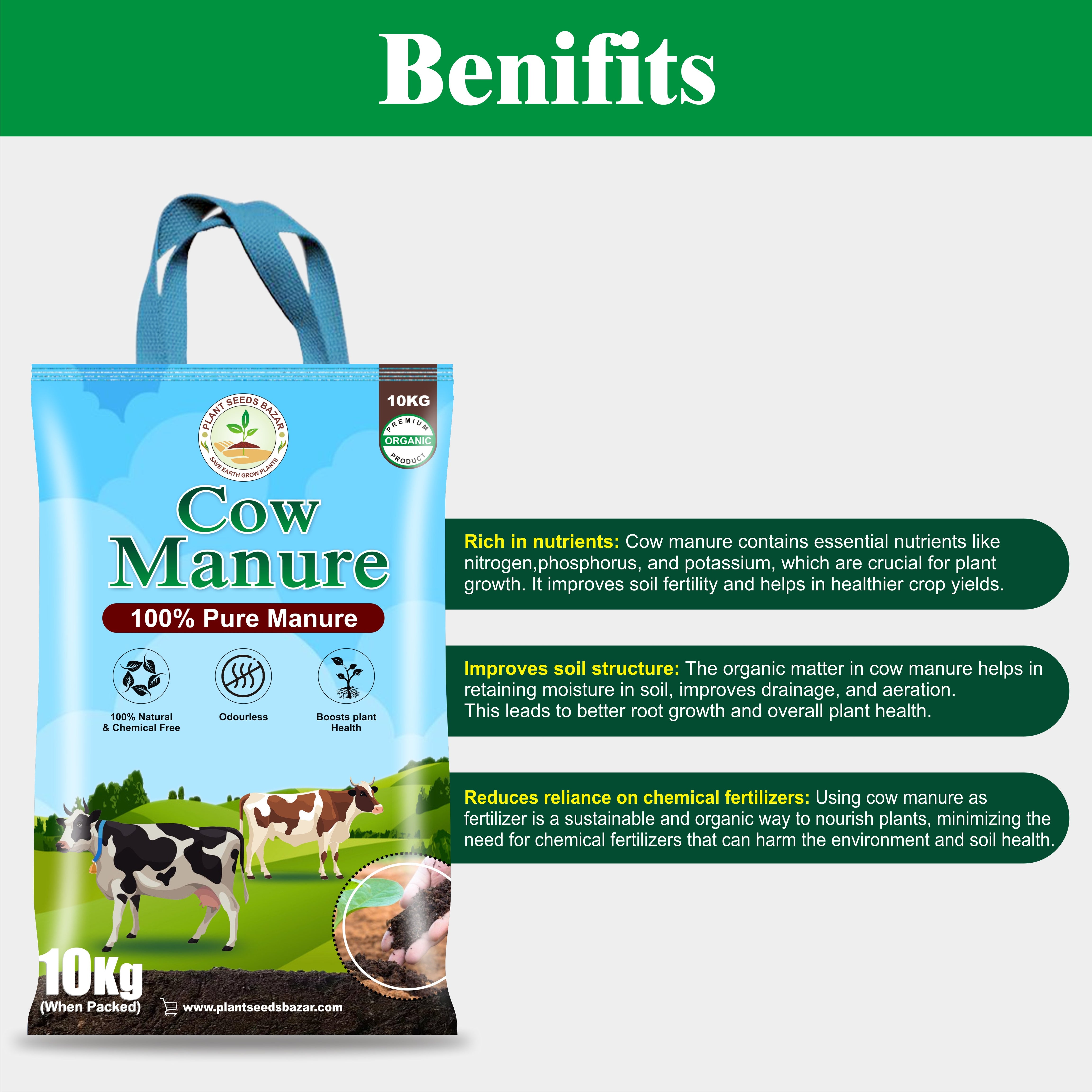 Cow Dung Manure Fertilizers for Plants & Home Gardening