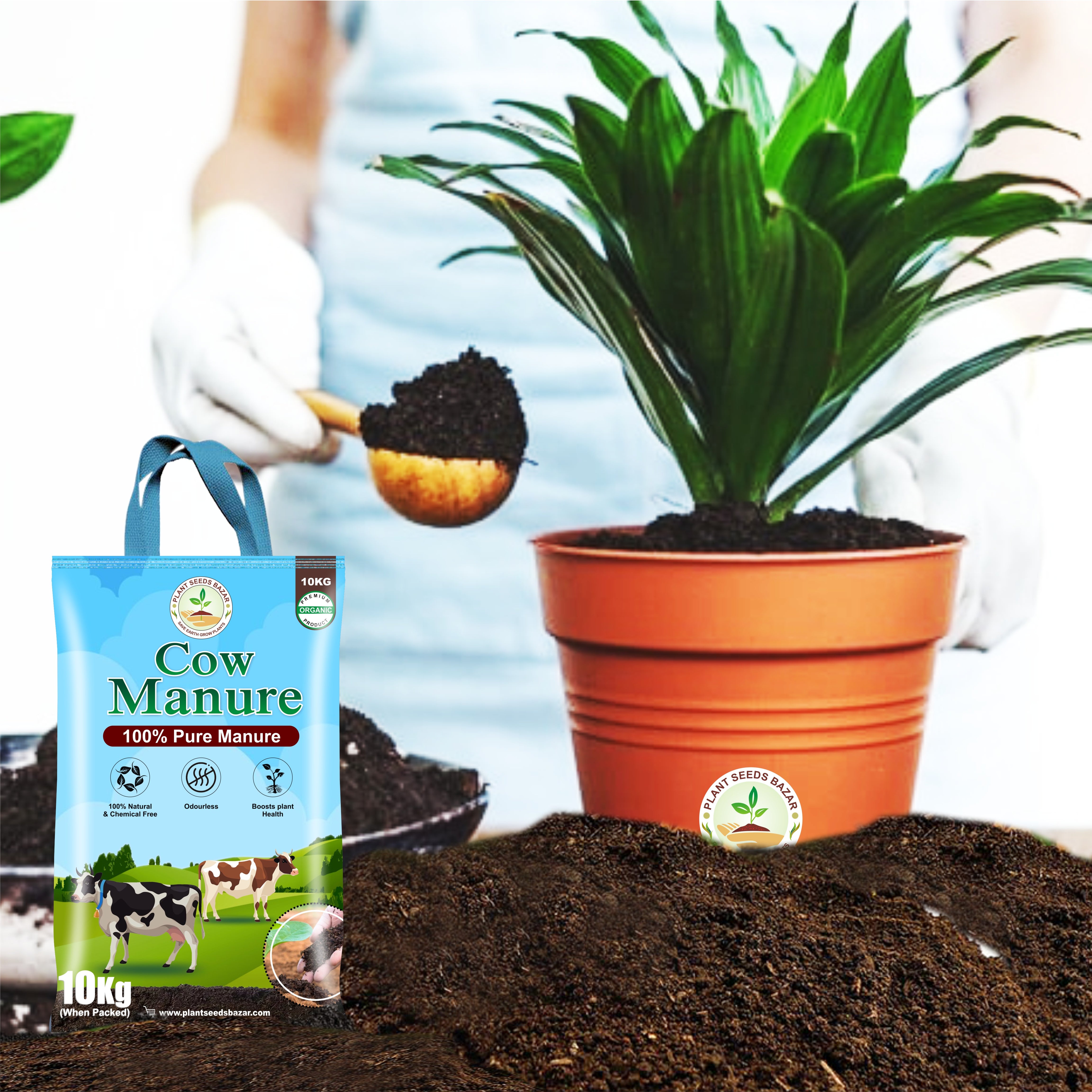 Cow Dung Manure Fertilizers for Plants & Home Gardening