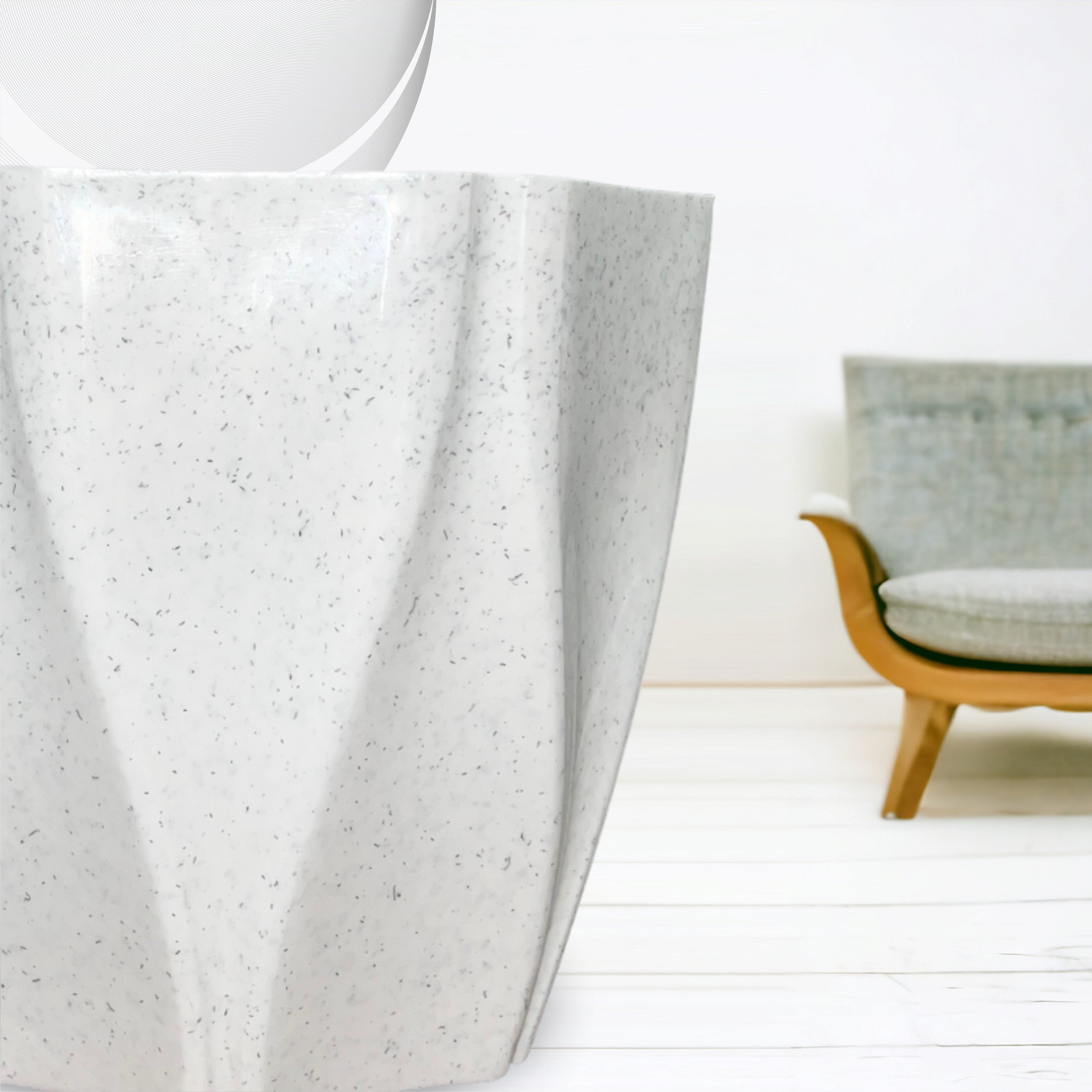 Marble Design Plastic Pot 10 Inch Grey