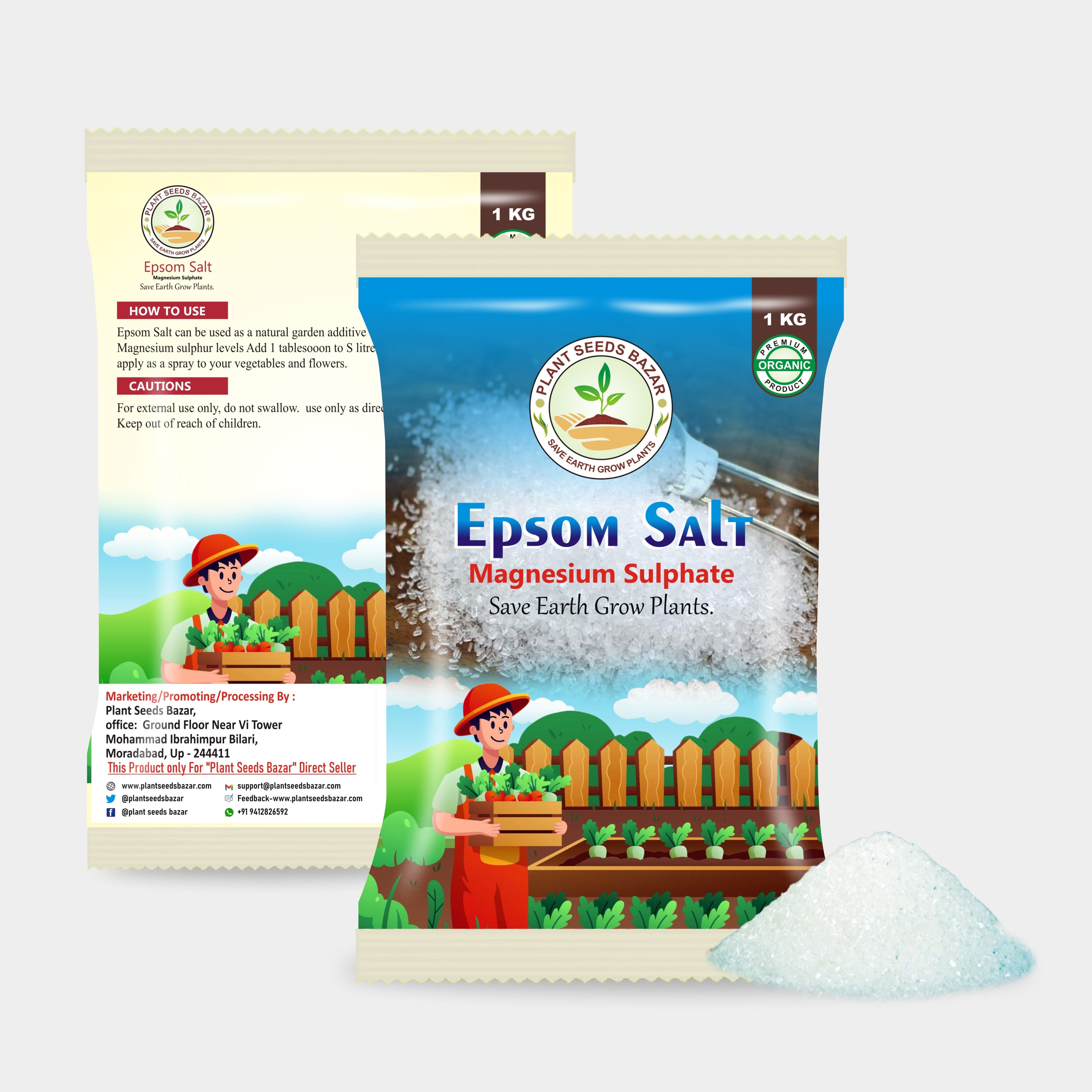 Epsom Salt for Plants Growth - Magnesium Sulphate Organic Fertilizer - 1 Kg