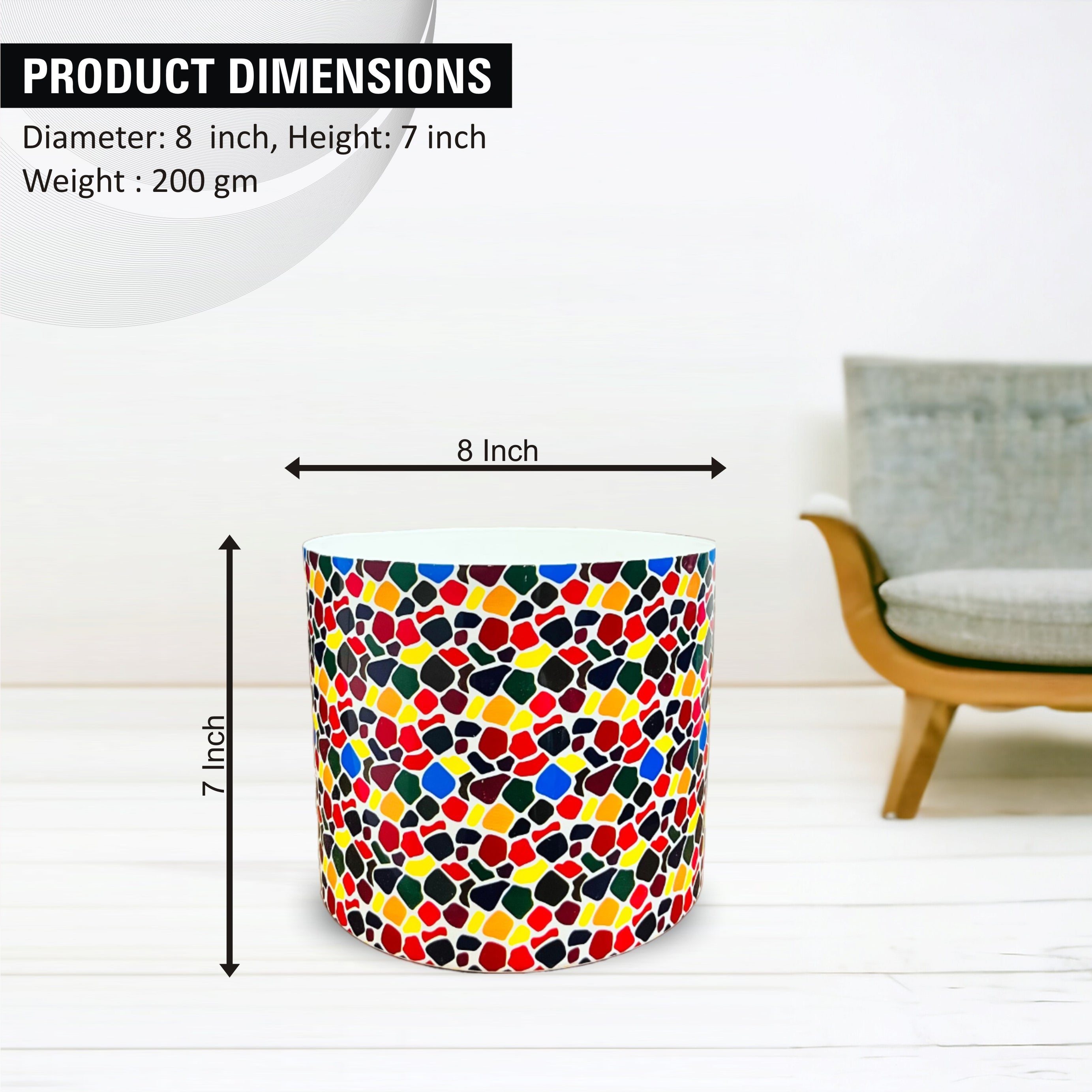 Malticolor PVC Plastic Pot 8 Inch