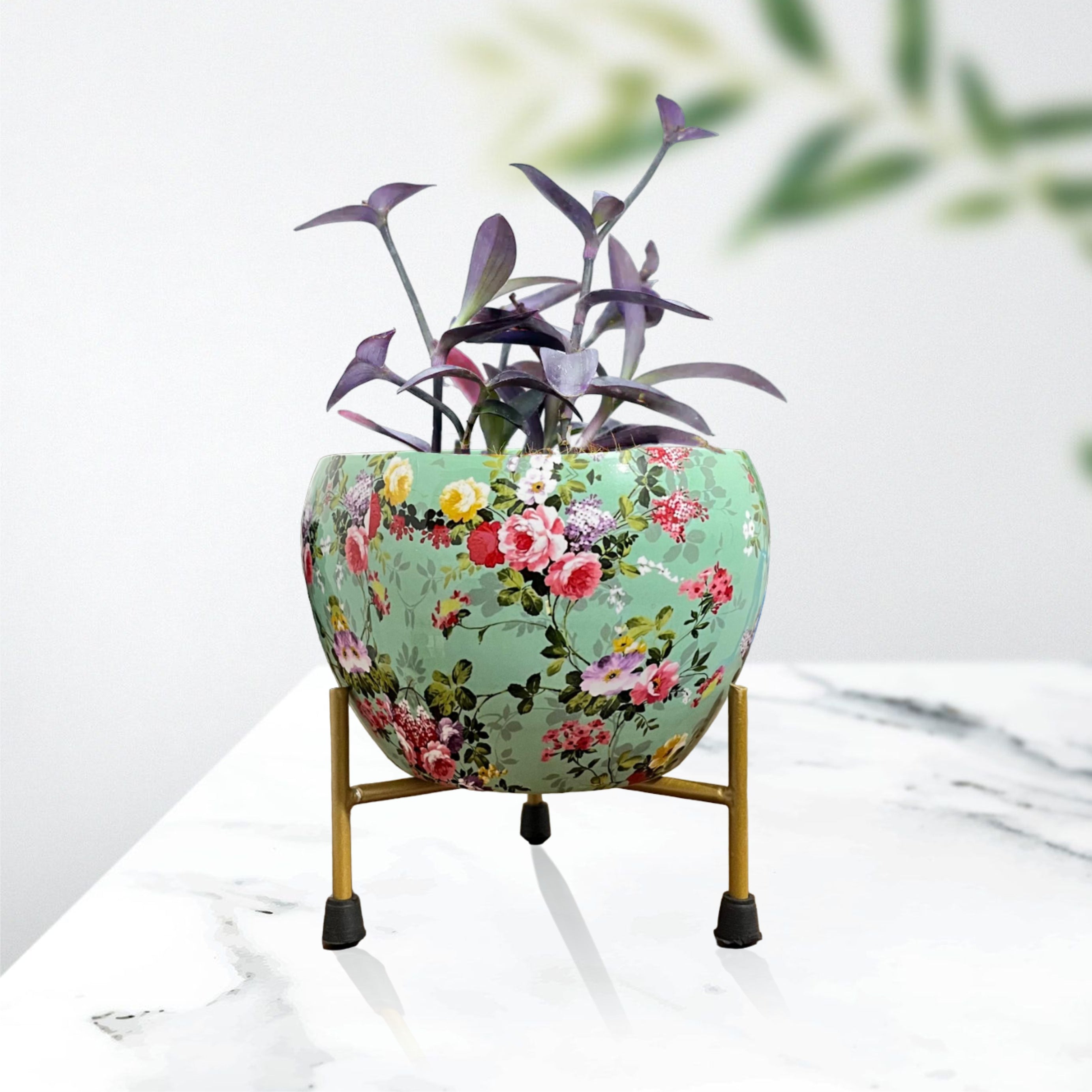 Bowl Design Metal Pot With Stand