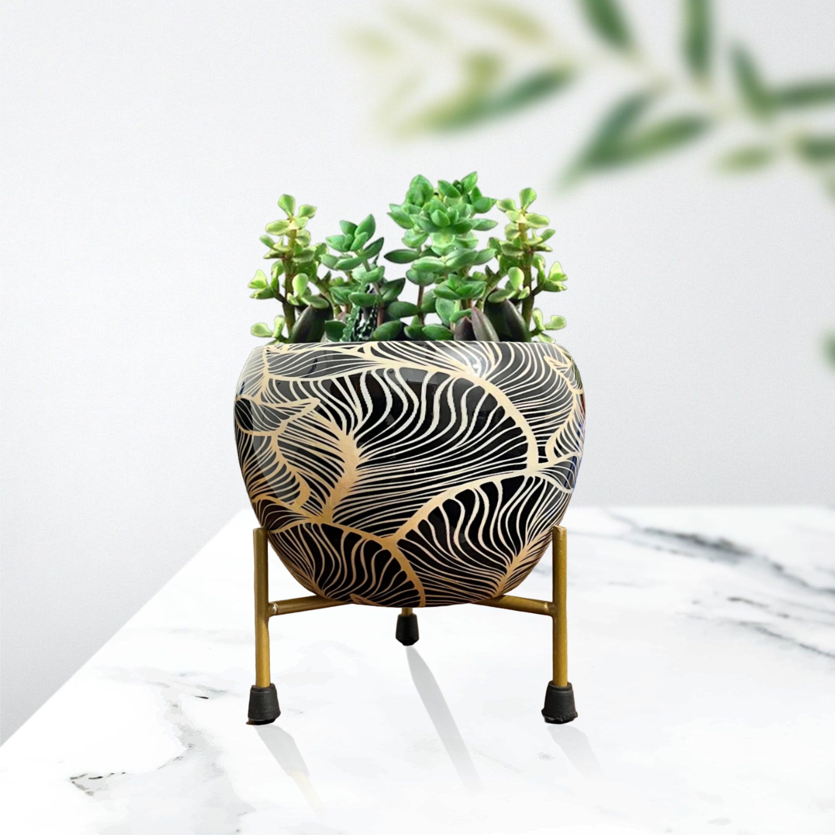 Bowl Design Metal Pot With Stand