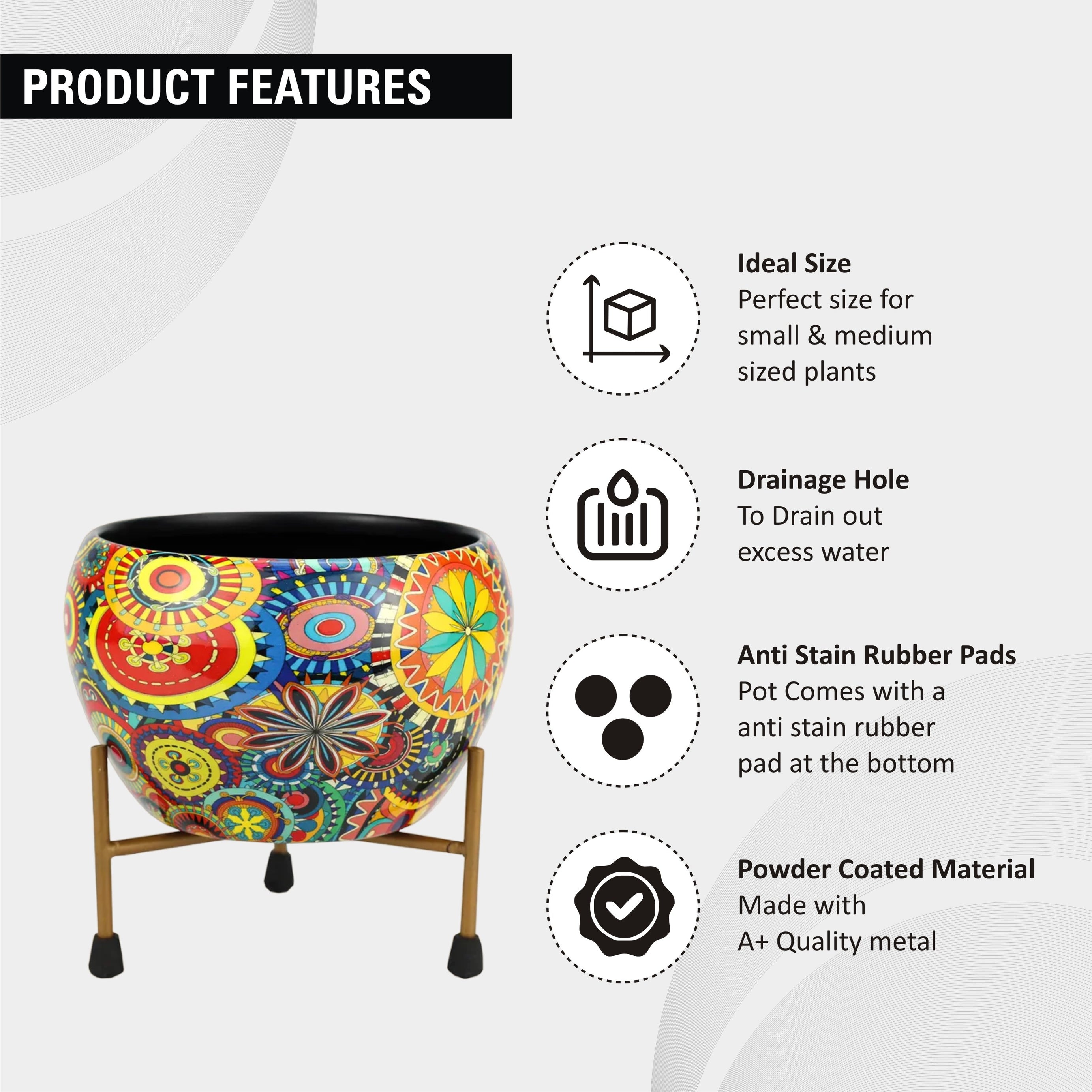 Bowl Design Metal Pot With Stand