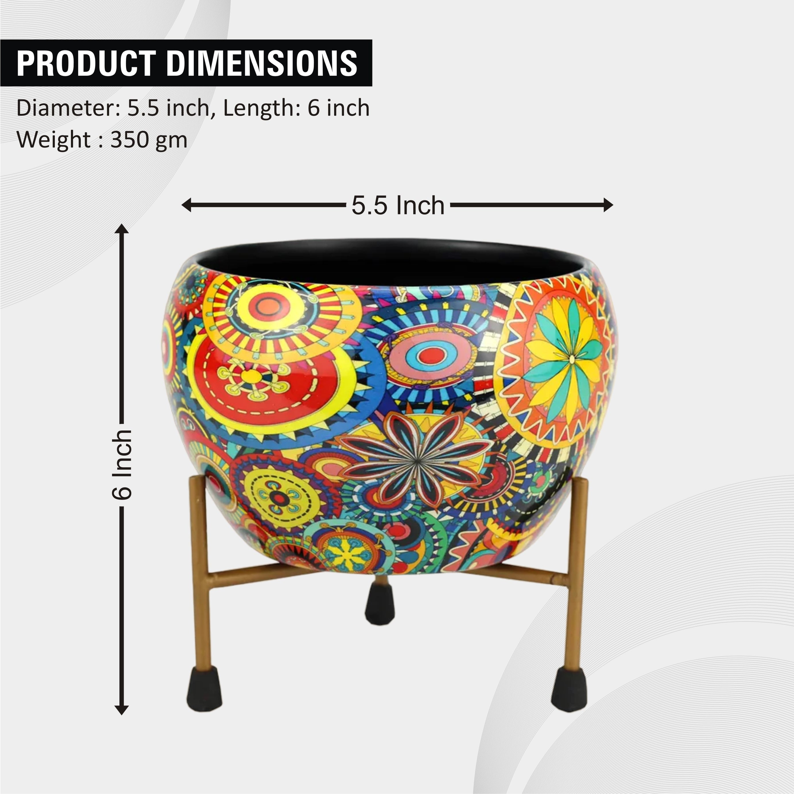 Bowl Design Metal Pot With Stand