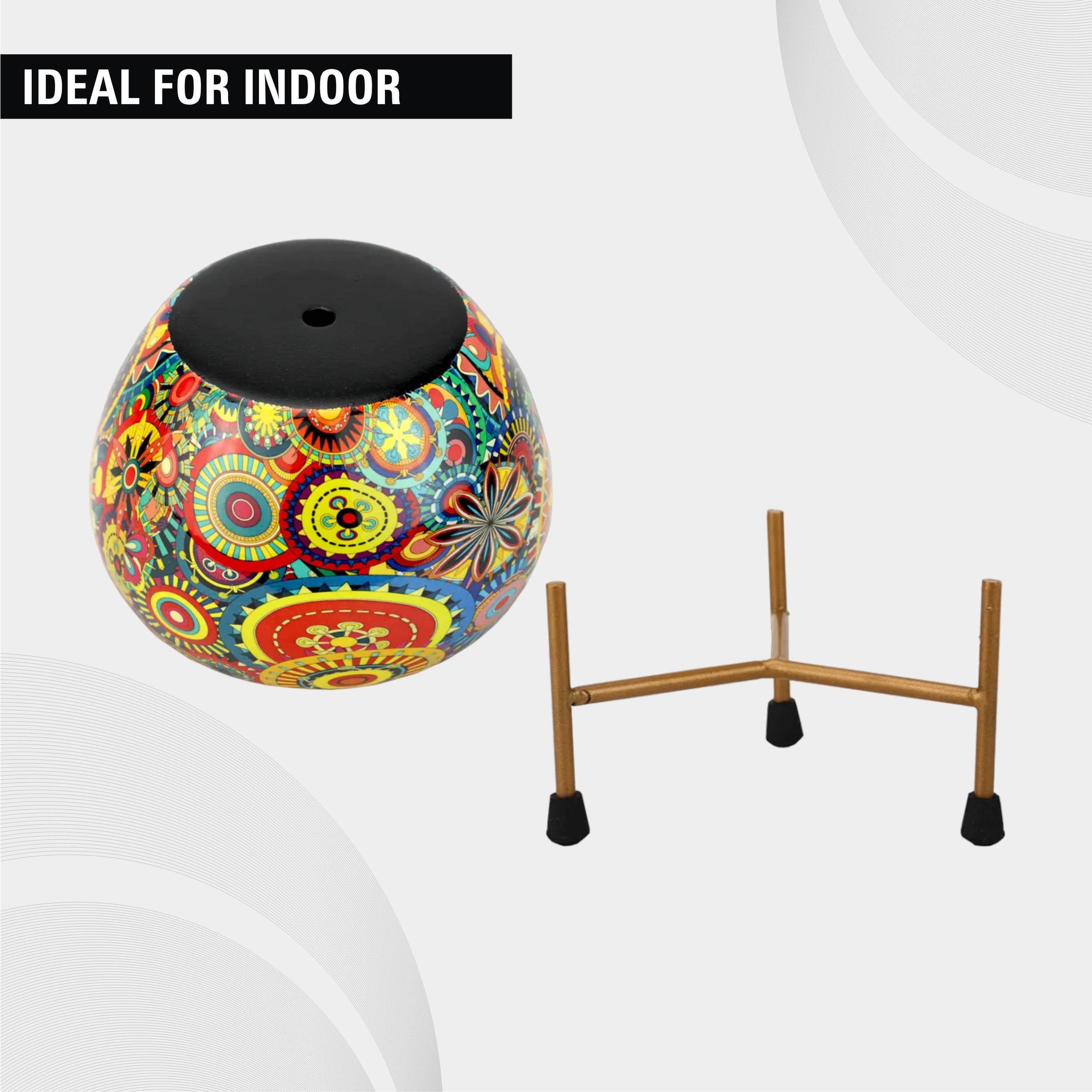 Bowl Design Metal Pot With Stand