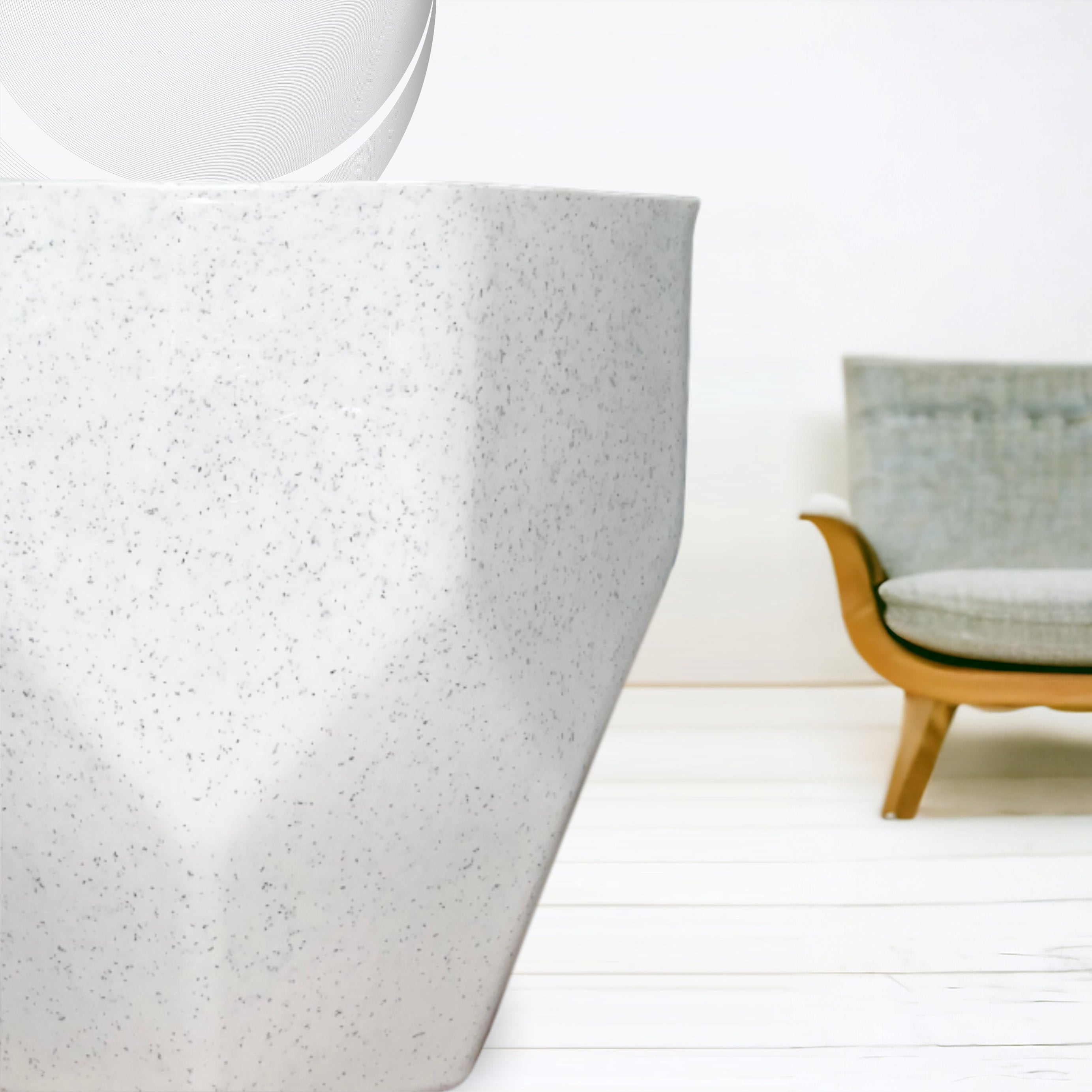 Dimond Shape Marble Design Plastic Pot 12 Inch Grey