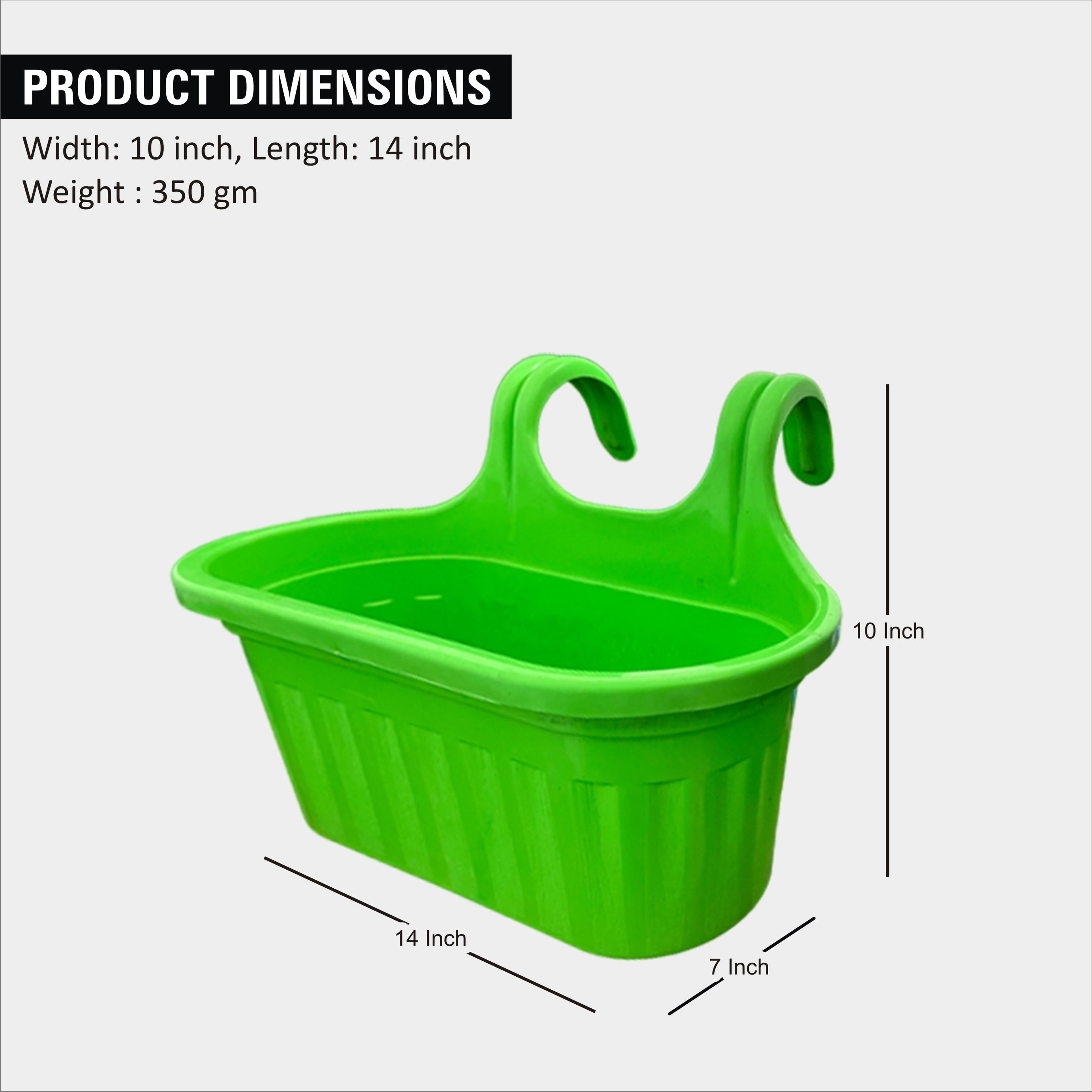Doual Hook Plastic Hanging Pot Green & Yellow