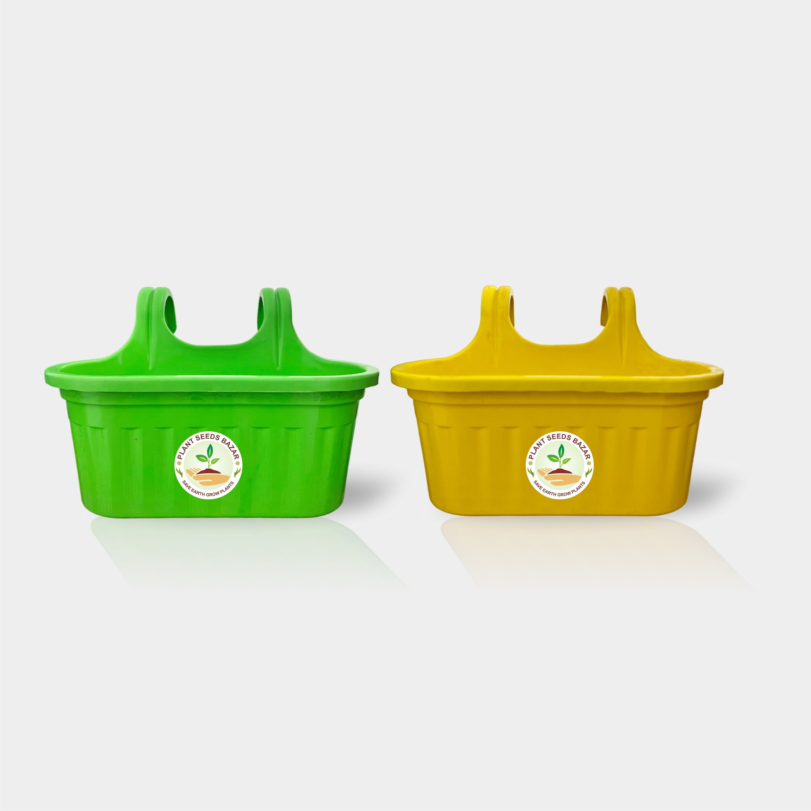 Doual Hook Plastic Hanging Pot Green & Yellow