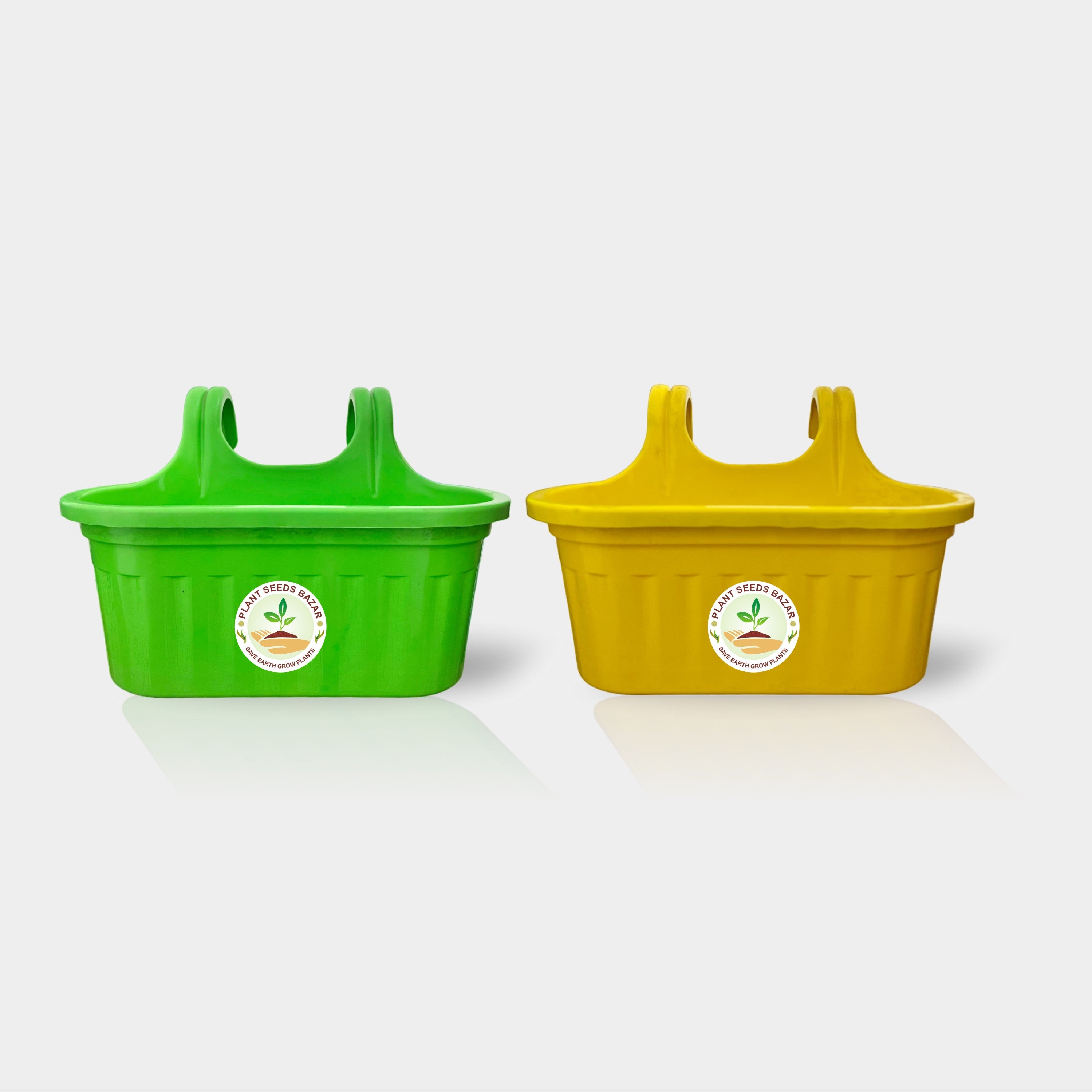 Doual Hook Plastic Hanging Pot Green & Yellow