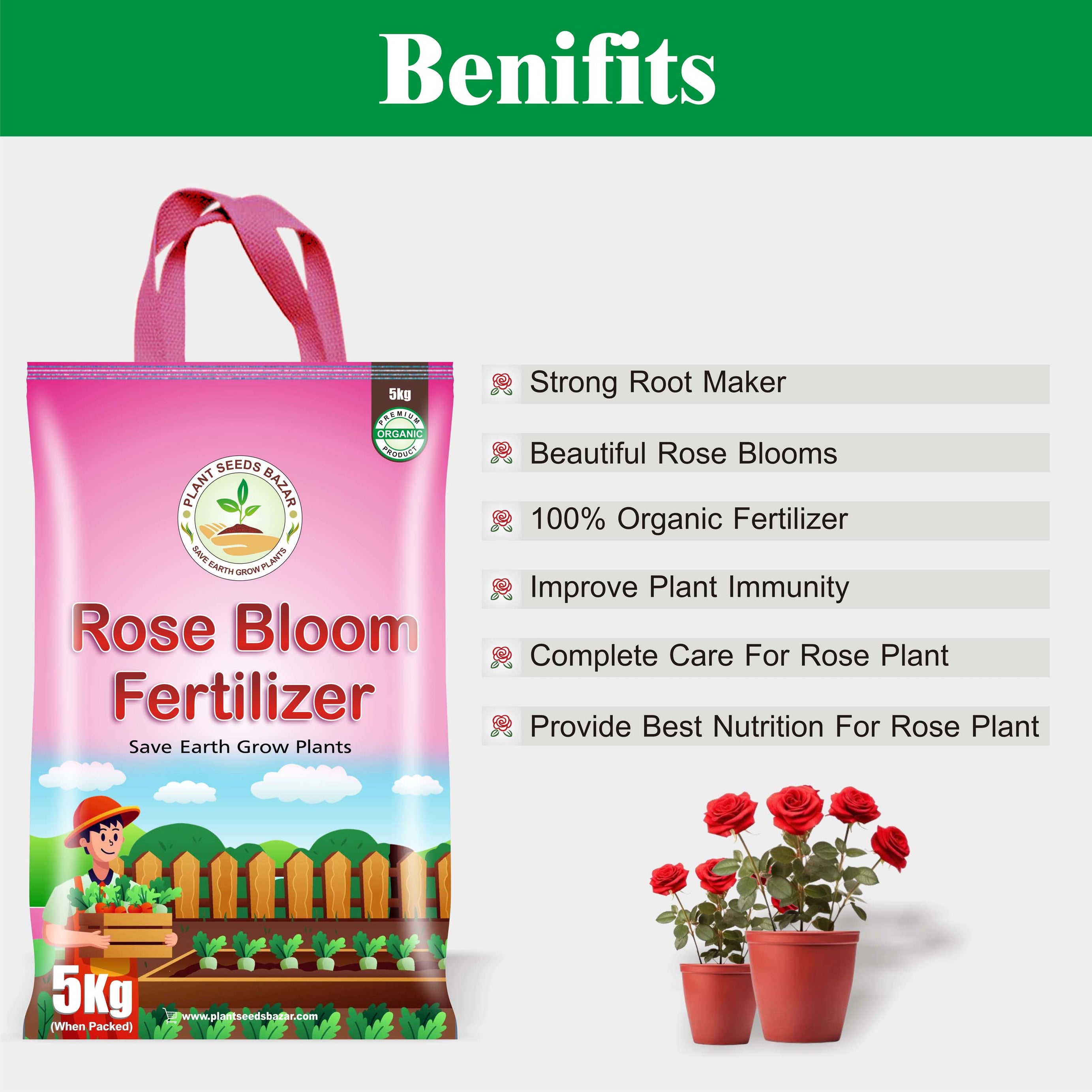 Rose Bloom Fertilizer - 1Kg Organic Rose Fertilizer For Rose Plant