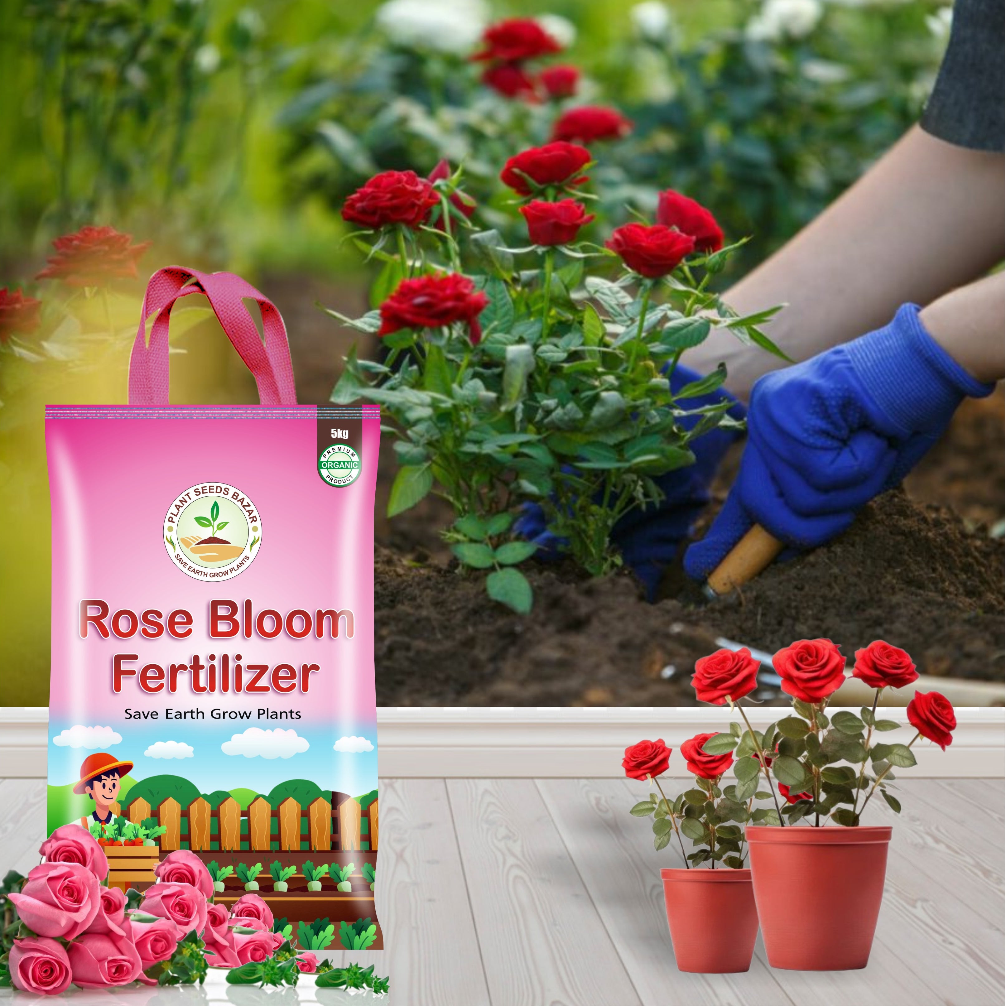 Rose Bloom Fertilizer - 1Kg Organic Rose Fertilizer For Rose Plant