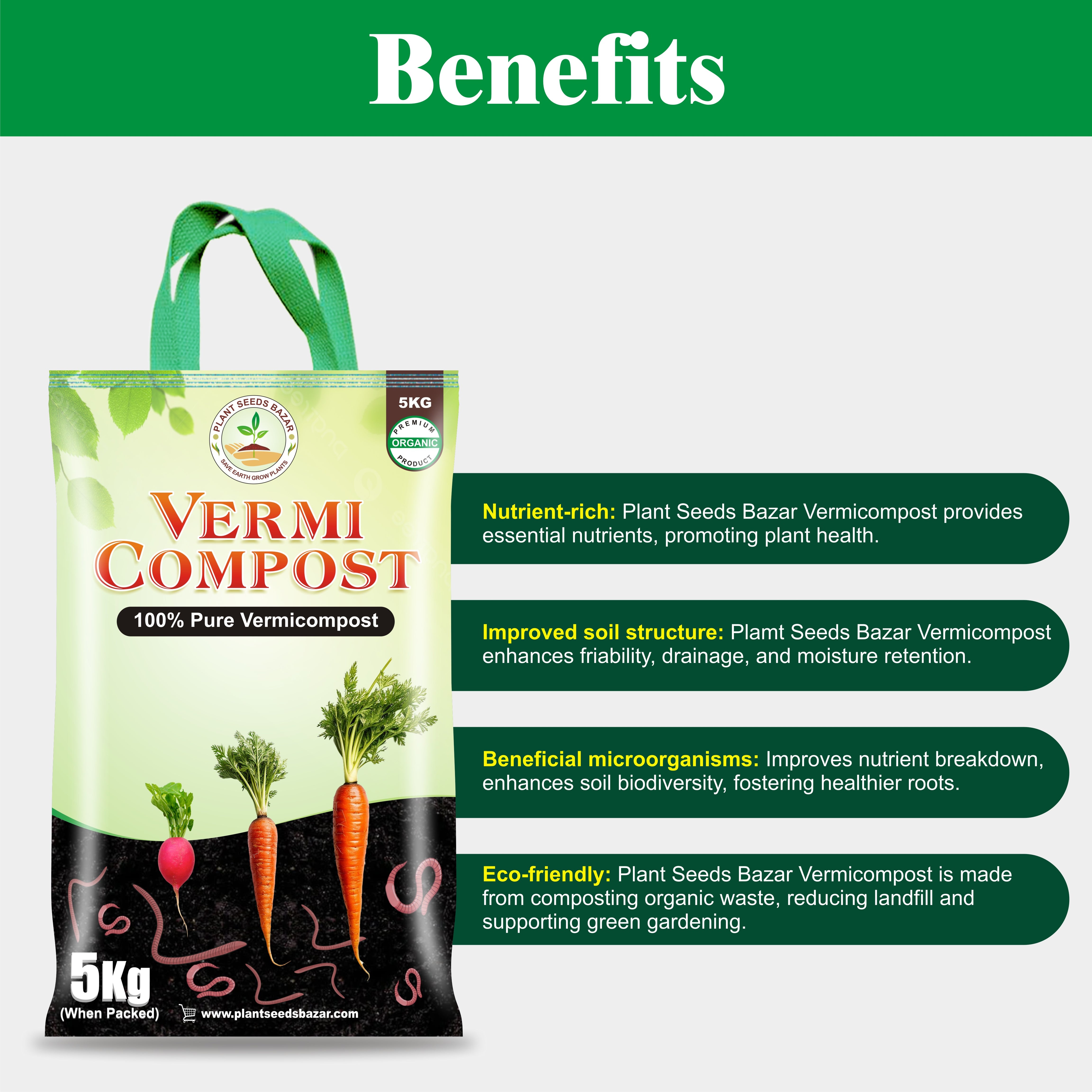 Organic Vermicompost Fertilizer Manure For Plants
